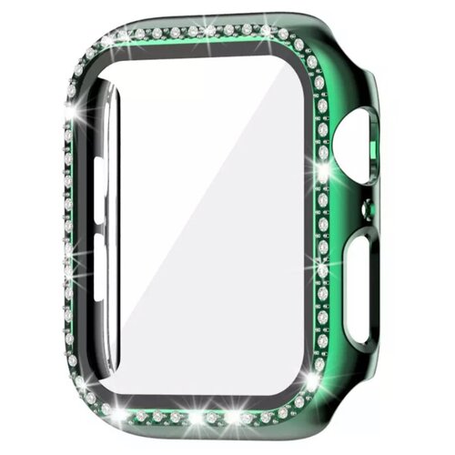 Чехол для Apple Watch 44 mm со стразами, зеленый