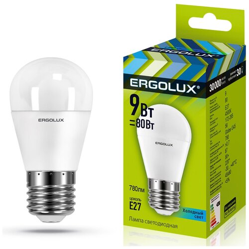 фото Лампа светодиодная ergolux led-g45-9w-e27-4k