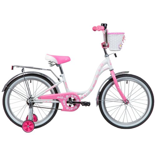 фото Велосипед детский novatrack 20"207butterfly.wpn9 белый-розовый,тормоз ножной,крылья и багажник