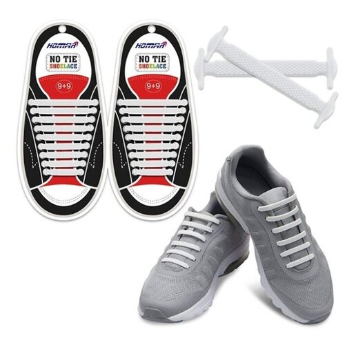 фото Силиконовые шнурки для спортивной обуви, шнурки лентяйки без завязок для кроссовок и кед (белые), lumo lm-sls-01