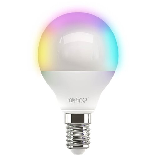 фото Лампа светодиодная hiper iot c3 rgb, e14, g45, 6вт, 6500 к