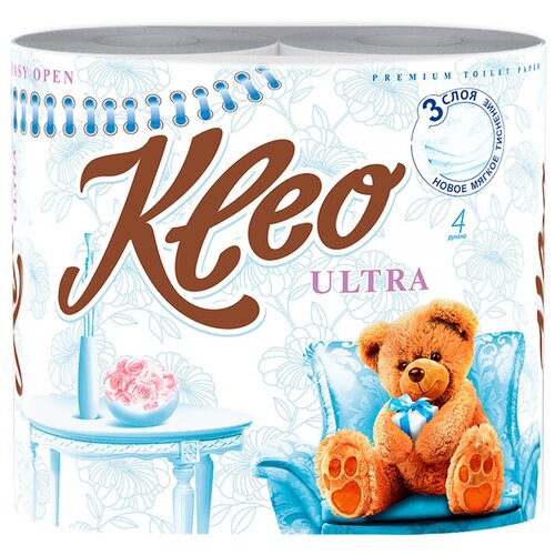 Купить Туалетная бумага KLEO Ultra, 3-х слойная, спайка (4 шт. х 20 м)