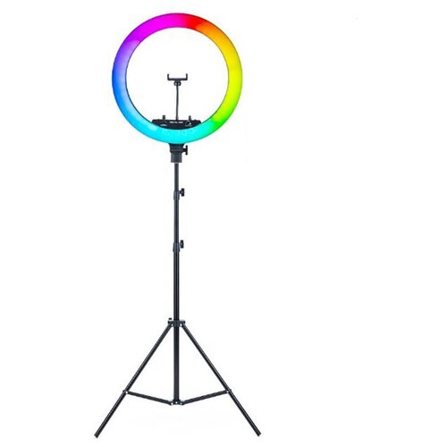 фото Кольцевая лампа со штативом цветная rgb led soft ring light mj-26, 26 см