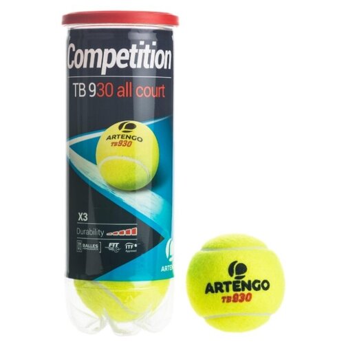 фото Мяч для игры в большой теннис tb930 x 3 шт. artengo x декатлон decathlon