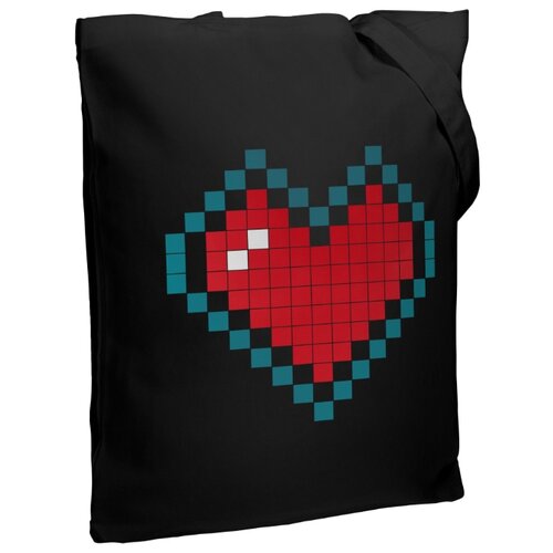 фото Сумка-шоппер pixel heart, черная coolcolor