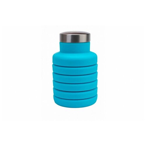 фото Бутылка для воды силиконовая складная с крышкой, 500 мл, голубая bradex (tk 0270) tk 0270