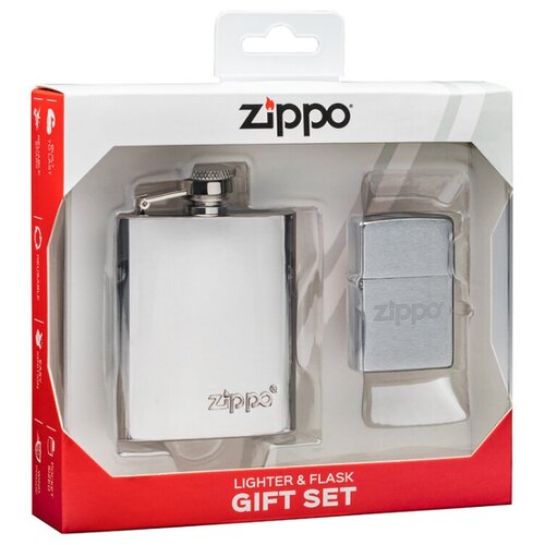 фото Подарочный набор zippo фляжка 89 мл и зажигалка 49098