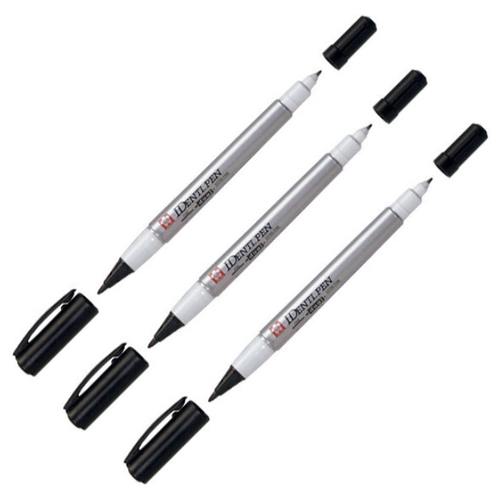фото Набор маркеров двухсторонних sakura identi-pen, 0.4-1.0 мм, черные, 3 шт.