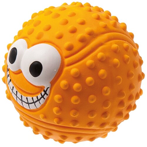 фото Мячик для собак zooone l-435 теннисный с глазами 7,5 см оранжевый