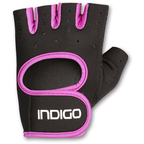 фото Перчатки для фитнеса женские indigo неопрен in200 черно-фиолетовый l