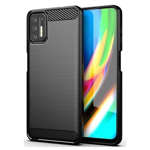 фото Чехол черный для motorola g9 plus, серии carbon (карбон дизайн) от caseport