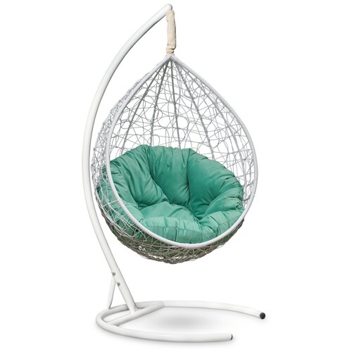 фото Подвесное кресло laura outdoor sevilla verde velour белое + каркас (салатовая подушка)