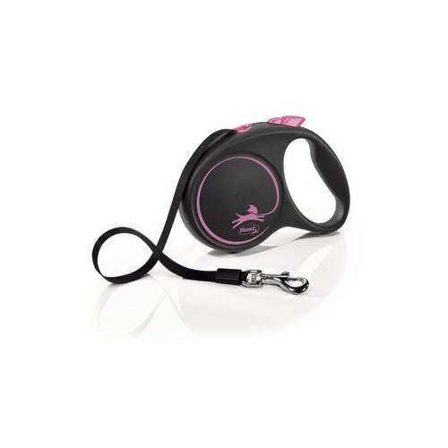 фото Flexi рулетка-ремень для собак до 25кг, 5м, розовая (black design m tape 5m pink) fu22t5.251.s cp, 0,234 кг (2 шт)