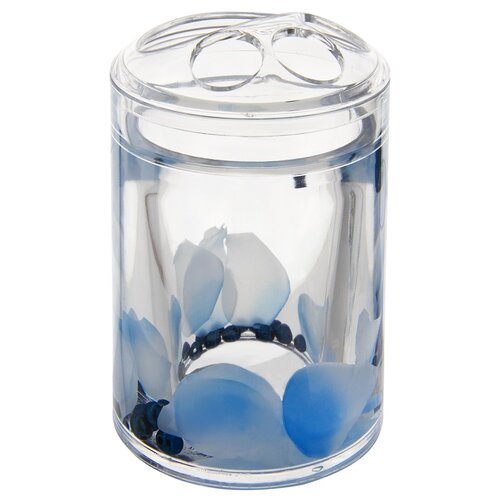 фото Настольная подставка для зубных щеток голубые лепестки аквалиния