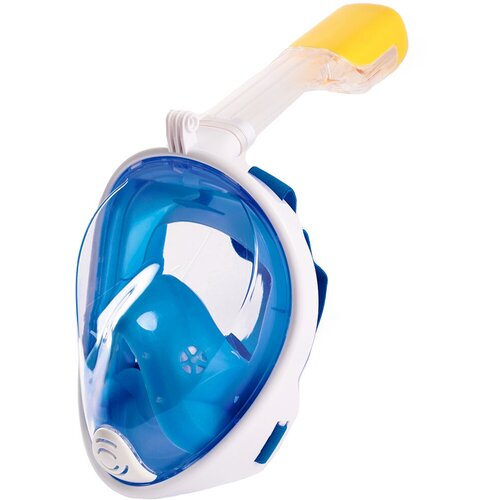фото Маска для плавания с трубкой полнолицевая l/xl с креплением для экшн-камеры, маска для подводного плавания, маска для снорклинга детская, голубая free-breath