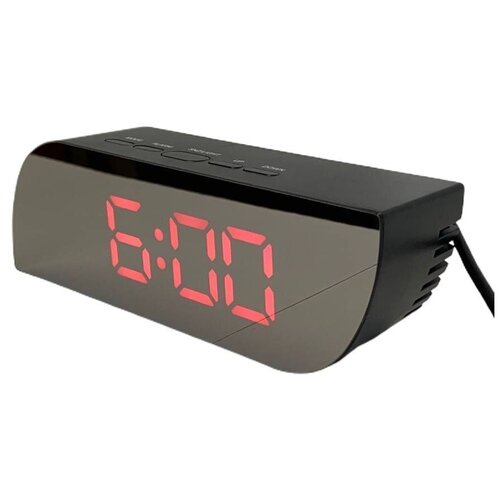фото Настольные led-часы с будильником, цифровые led-часы 2 в 1. чёрные с красным циферблатом. new century