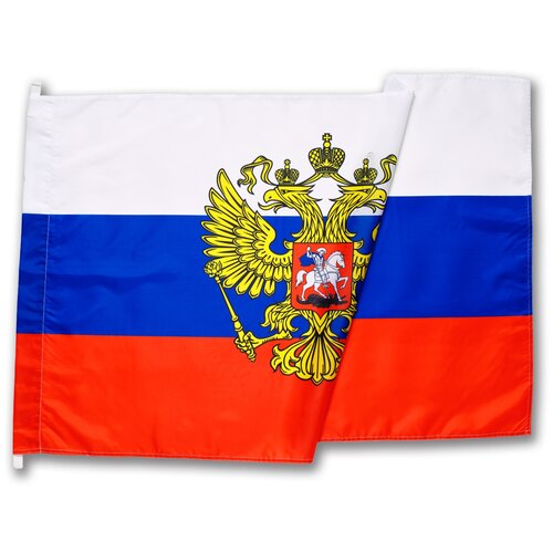 фото Флаг россии (рф) с гербом 90x135 см из полиэфирного шелка флаг.ру