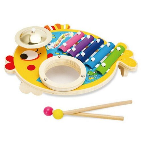 фото Музыкальные инструменты mapacha рыбка набор 3 в 1: ксилофон, барабан, тарелка