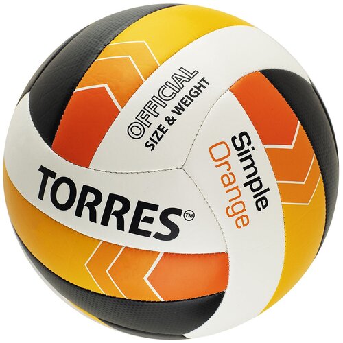 фото Волейбольный мяч torres simple orange v32125 белый/черный/оранжевый