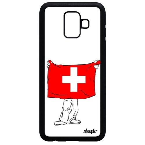 фото Чехол на смартфон galaxy a6 2018, "флаг швейцарии с руками" путешествие туризм utaupia