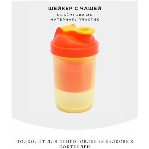 фото Шейкер спортивный с чашей под протеин brionda