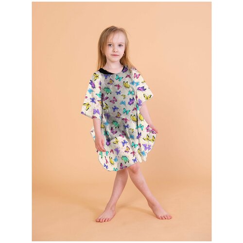 фото Пляжное платье туника детская sfer.tex 122-140 цветные бабочки