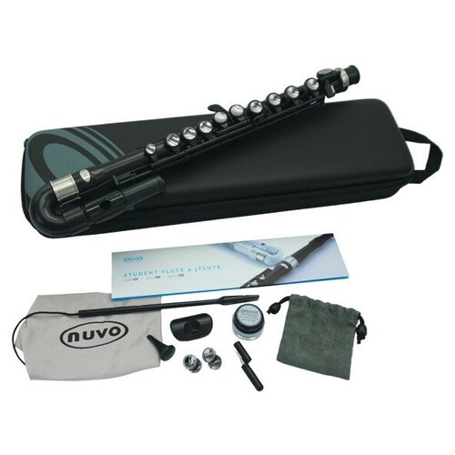 фото Nuvo jflute - black/black флейта, изогнутая головка, материал - абс-пластик, цвет - чёрный, в комплекте - мундштук, колено ре, смазка, чехол, тряпочка для протирки, дополнительные клавиши