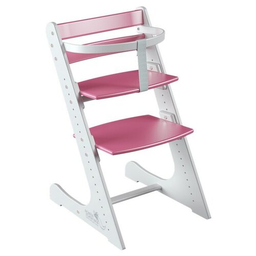 фото "растущий регулируемый стул конёк горбунёк комфорт в комплекте с ограничителем, бело-розовый"