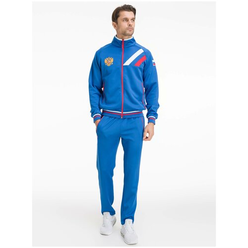 фото Костюм фокс спорт, олимпийка и брюки, силуэт прямой, карманы, размер xs, синий