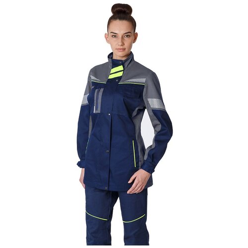 фото Куртка удлиненная женская profline specialist (тк.смесовая,240), т.синий/серый (52-54; 158-164) факел