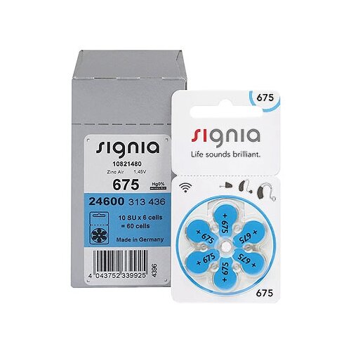 Батарейки Signia 675 (PR44) для слуховых аппаратов, упаковка (60 батареек) батарейки signia 675 pr44 для слуховых аппаратов упаковка 60 батареек