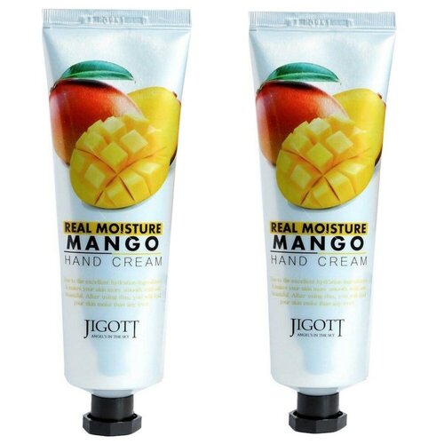 фото Jigott набор увлажняющий крем для рук с экстрактом манго real moisture mango hand cream, 100 мл х 2 шт