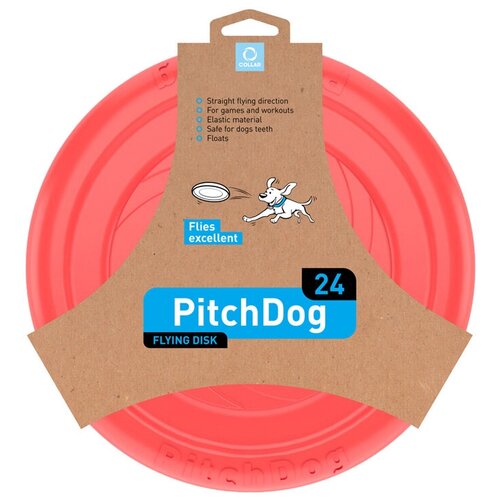 фото Игрушка для собак pitchdog летающий диск d 24см красный