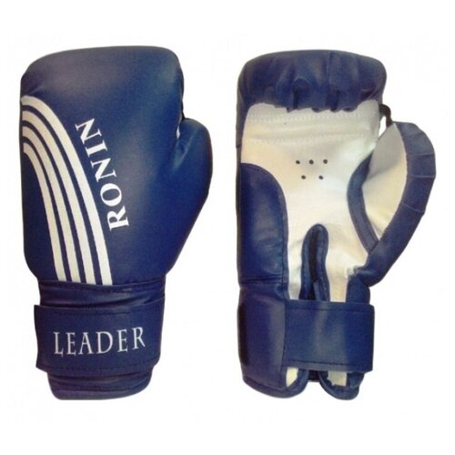 фото Перчатки бокс ronin leader синий с белыми полосами 10 унций