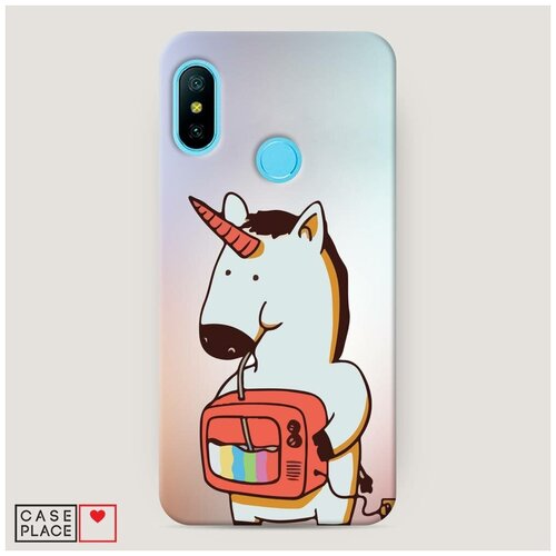 фото Чехол пластиковый xiaomi mi a2 lite единорог и телевизор case place