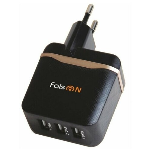 фото Блок питания сетевой 3 usb faison forte fs-z-986, 3100ma, цвет: чёрный