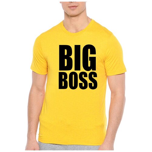 фото Футболка в подарок начальнику на 23 февраля big boss. цвет: желтый. размер: xs drabs