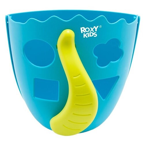 фото Органайзер детский ковш для ванной для игрушек и для купания dino от roxy-kids, цвет синий/салатовый