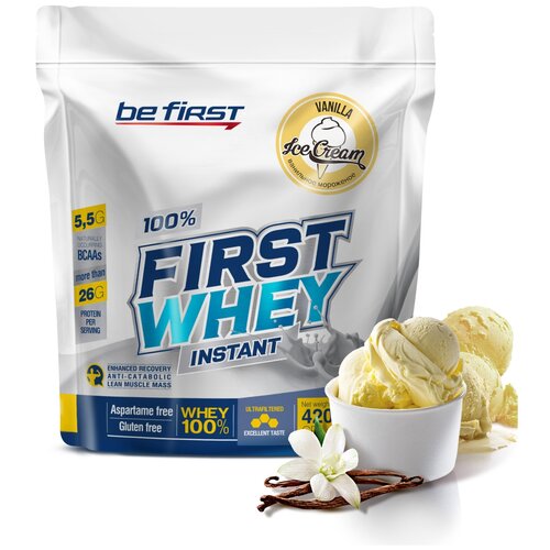 фото Протеин be first first whey instant, 420 гр., ванильное мороженое