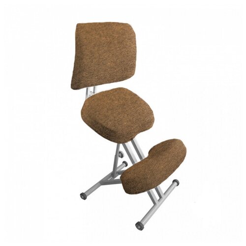 фото Эргономичный коленный стул "олимп" ск-2-2 (толстые сидения) коричневая классика на серой раме