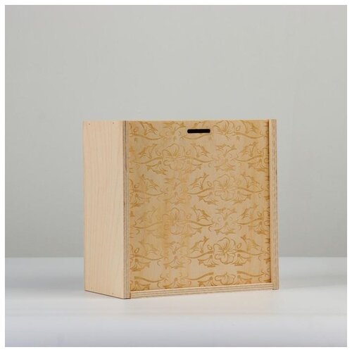 фото Коробка пенал подарочная деревянная, 20×20×10 см "цветник", гравировка 5420755 сима-ленд