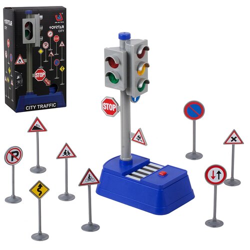 фото Игровой набор "светофор" с дорожными знаками, световые эффекты tong de