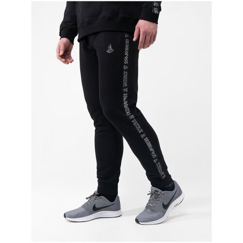 фото Спортивные штаны великоросс чёрного цвета с лампасами, с манжетами (xs/44)
