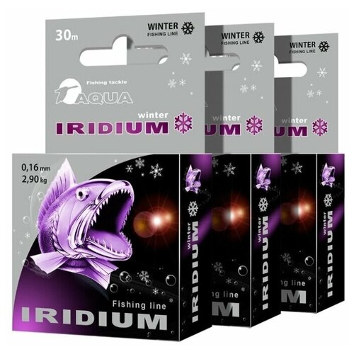 фото Леска зимняя aqua iridium 0,16mm 30m, набор 3шт