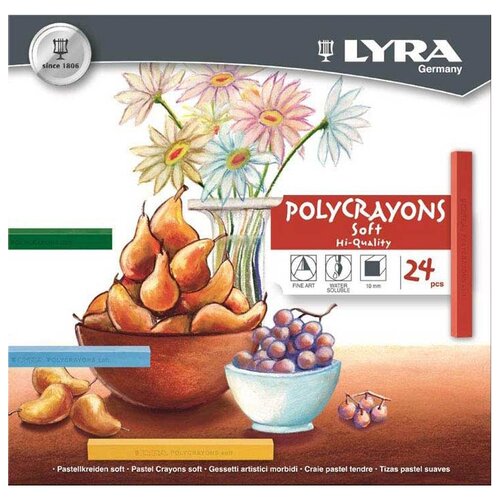 фото Набор сухой пастели lyra "polycrayons soft" 24 цв четырехгранная