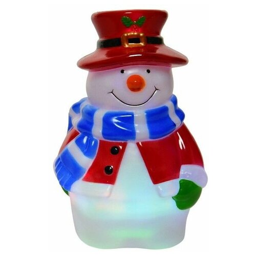 фото Светодиодный проектор волшебный снеговик, проекция на 20 м*2, 4 цветных led- огня, 19 см, батарейки, kaemingk 483612