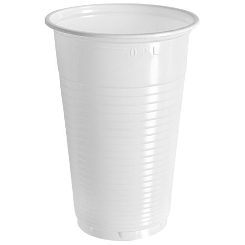 фото Officeclean набор одноразовых пластиковых стаканов стандарт, 200 мл, 100 шт., белый