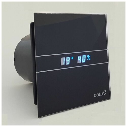фото Накладной вентилятор cata e 100 gth bk black черный (таймер, датчик влажности, термометр, дисплей) + обратный клапан