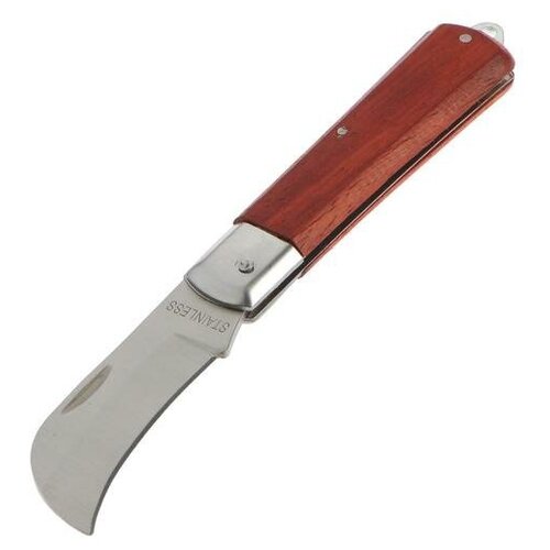 фото Нож универсальный складной tundra, деревянная рукоятка, изогнутое лезвие, нержавеющая сталь mikimarket