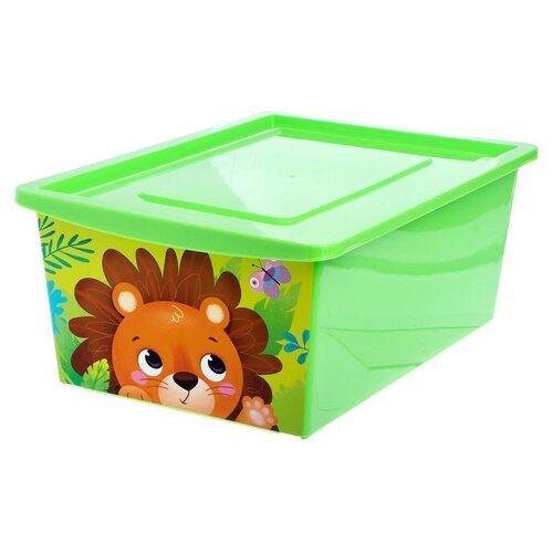 фото Ящик для игрушек, с крышкой, объём 30 л, цвет зелёный zabiaka
